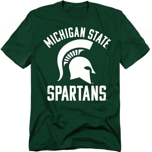 MSU Spartans Michigan State Official One Color Logo Unisex Adult T Shirt Hunter Green Large