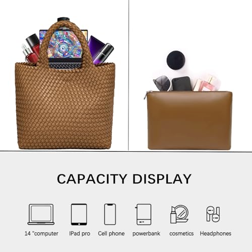 Image of JINMANXUE Fashion Woven Bag Shopper Bag Travel Handbags and Purses Women Tote Bag Large Capacity Shoulder Bags
