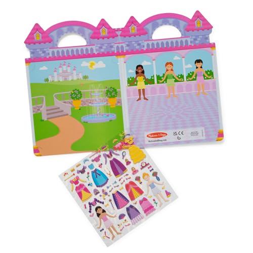 Image of Melissa & Doug Puffy Sticker Play Set - Princess, 67 Reusable Stickers with 2 Fold-Out Scenes, Restickable Fashion Activity Book, Mess Free Travel Toys for Kids Ages 4+, (Pack of 2)