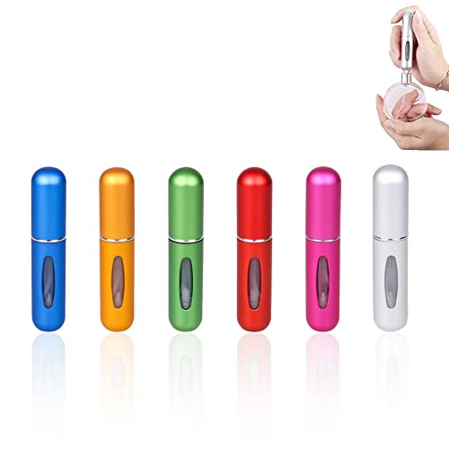 VEGCOO 6 PCS Vaporisateur Parfum Vide, 5ml Flacon Parfum Vide Mini Portable Vaporisateur de Sac Rechargeable pour Femmes et Hommes (6)