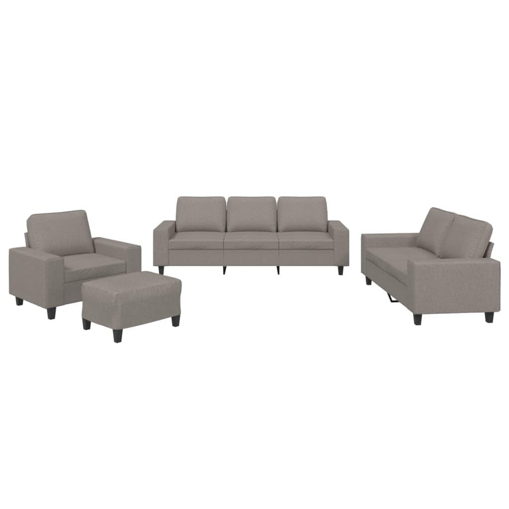 4-częściowy zestaw sof, kolor taupe, do salonu, z fotelami, 2-i 3-osobowa sofa, podnóżek, tapicerowana sofa dla przyjemnego relaksu