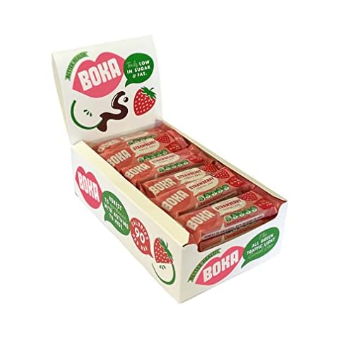 Boka Food Chewy Strawberry Cereal Bars 24 x 30g Bars, Low Calorie Healthy Snack, Vegan Cereal Bars, Low Sugar, Low Fat & High Fibre Breakfast Bars - Great for Kids & Adults Cover