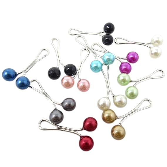 Miss Lirenn® 24 PCS Multicolor Cute Hijab Pins Crystal Rhinestone Ball Pearl Brooch Pins Headscarf Shawl Scarf Muslim Hijab Scarf Clips Safety Pins Buttons Wedding Dress Decorative Boutonniere (24)