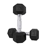 CAP Barbell Hex Rubber Dumbbell with Metal Handles, Heavy Dumbbells Choose Weight (5lb, 8lb, 10lb, 12lb, 15lb, 20 Lb, 25lb, 30lb, 35lb, 40lb, 45lb, 50lb, 55lb, 105lb, 110lb, 115lb) (30lb x 2)
