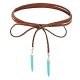 fxmimior Bohemian Long Choker with Turquoise Pendant Sexy Rock Handmade Vintage Necklace Women Acces
