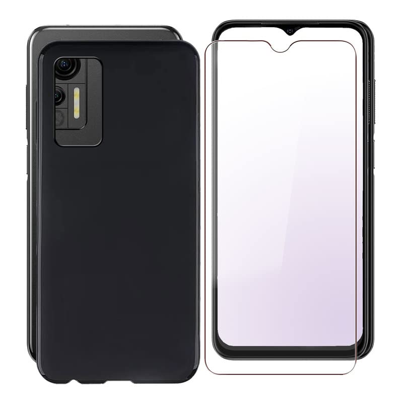 KJYF Custodia per Ulefone Note 14 (6.52), Ultra Sottile Morbido Silicone Cover Anti-Graffio Protettiva Case con 1 Pezzi Pellicola Vetro Temperato per Ulefone Note 14 - Nero