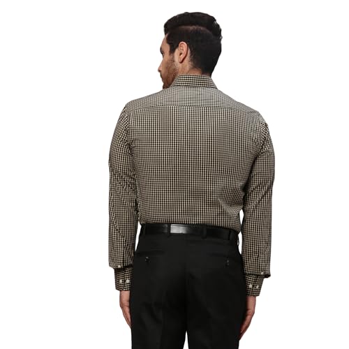 Image of Park Avenue Men's Pure Cotton Checks Pattern Slim Fit Semi Cutaway Collar Full Sleeve Formal Shirt