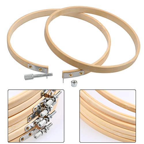 WOWOSS 12 Pieces 3 Inch Embroidery Hoops Wooden Round Adjustable Bamboo Circle Cross Stitch Hoop Ring Bulk for Embroidery and Cross Stitch Art Craft Handy Sewing - Thumbnail 7