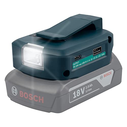 Adaptador USB para batería Bosch 18V con 1 Puerto DC 12V 2A & 2 P...