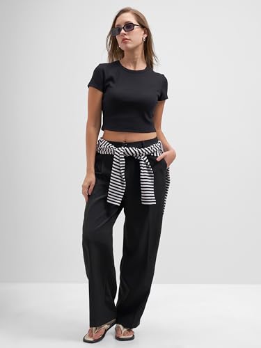 Image of Tokyo Talkies Women Pure Cotton Tops for Woman|Regular Fit Slim fit Crop Tops for Women Western|Top Tshirt for Women Stylish Western|Suitable for Casual and Workwear