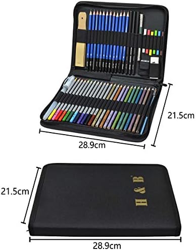 Drawing Sketching Pencil Set, KidsPark 52 pcs Art Kit with Colouring Pencils Sketch Pencils Graphite Charcoal Pencil Eraser Sharpener in Large Zipper Pencil Case for Artist Beginners Kids Adults