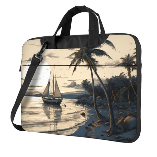 Maletín para portátil con diseño Palm Trees Fishing Boat 14 pulgadas miniatura 1