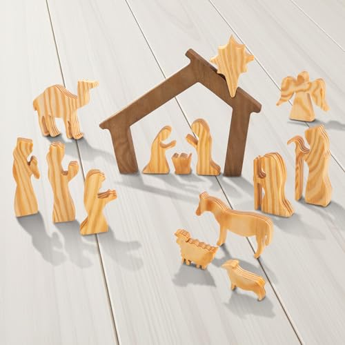 image for RUSATEN Wooden Nativity Set – Nativity Sets & Figures | Xmas Nativit