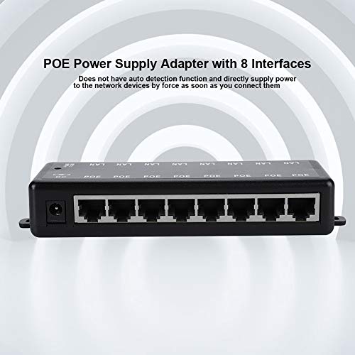 Switch PoE, Adaptador PoE de CC 12 V a 48 V con 8 interfaces para dispositivos de red miniatura 6