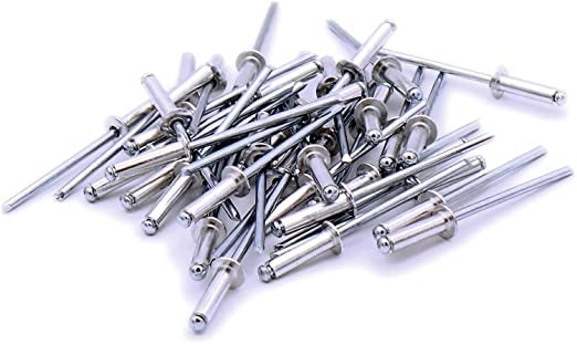 Aluminium Blind Rivet - Pop Rivets for Car/Bike number plates, metal sheets and more (100 Rivets)