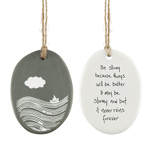 East of India Porcelain Oval Hanger 'Be strong', Hanging Porcelain Gift, Home Decoration, Friendship Gift, Thinking of You Keepsake - Image 2
