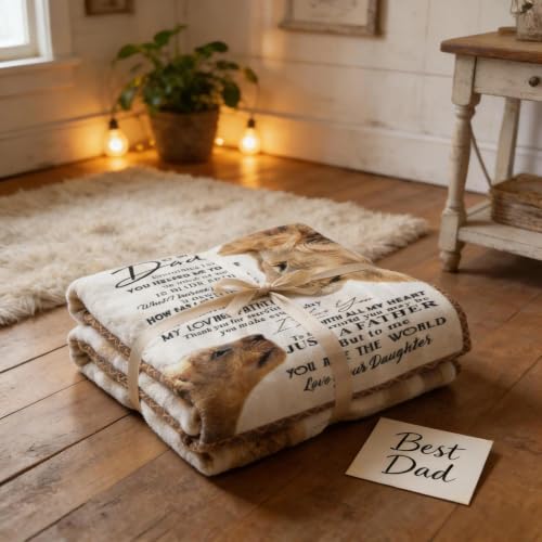 Ivarunner Dad Blanket from Daughter, Father's Day Birthday Gifts from Daughter, to My Dad Lion Throw Blanket for Step New Father, Soft Lightweight Flannel Blanket 60x50 Inch — view 3