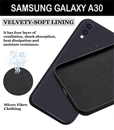 Image of A rtistque Liquid TPU Silicone Matte Shockproof Flexible with Camera Protection Soft Back Cover Case for Samsung Galaxy A30-Black