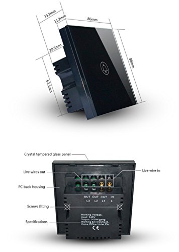 Ding Dong T&uuml;rklingelschalter mit Touchscreen, geh&auml;rtetes Kristallglas, 110 / 240 V