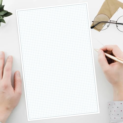 (Pacote com 5) Blocos de papel quadriculado de engenharia, papel quadriculado de 450 páginas de 28 x