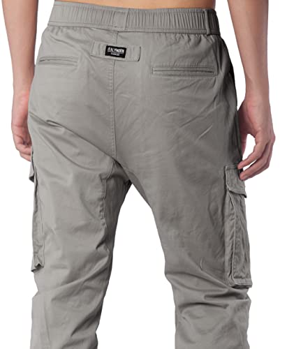 Italymorn Men's Chino Jogger Cargo Pants Bellow Pockets (S, Stone Grey) #TOP6