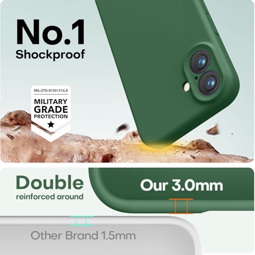 Image of LOVE 3000 Designed for iPhone 16 Case, Premium Silicone with [Soft Anti-Scratch Microfiber Lining] Shockproof Protective Phone Case for Men Women Girls 6.1 inch, Green