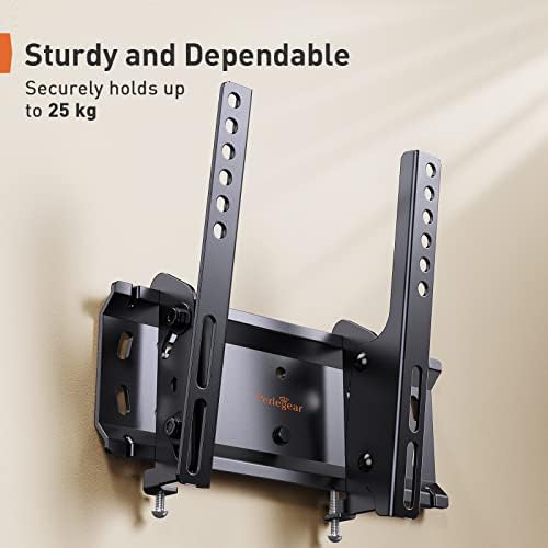 Perlegear Tilt TV Wall Mount for 13 to 42 inch TVs, TV Wall Bracket with Tilt, Low Profile, VESA 75x75-200x200mm, Ultra-Slim TV Mount Holds Flat or Curved TVs up to 25 kg, PGST02