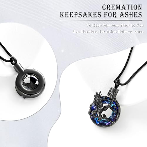 Tree of Life Urn Necklace for Ashes Eagle Ring Cremation Jewelry Eagle Keepsake Memorial Human Pets Ash Pendant Holder Gift for Women Men3