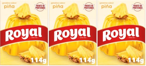 Royal Gelatina Sabor Piña, Preparado en Polvo 10 Raciones, Pack 2 x 57 g - 114 g (Paquete de 3)