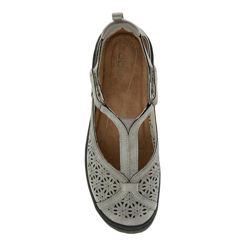 Image of JBU Women's Daffodil Comfortable Adjustable Casual T-Strap Memory Foam APMA Accepted Mary Jane Walking Flat