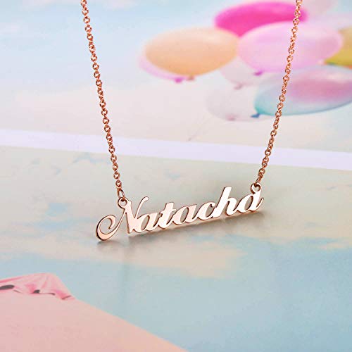 LONAGO Personalized Name Necklace 18K Gold Plated 925 Sterling Silver Custom Made Any Nameplate Pendant Jewelry for Women Mom3