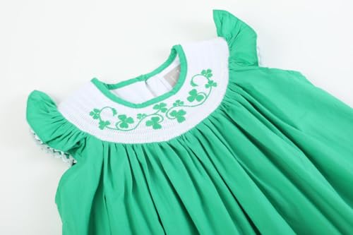 Green St. Patrick's Day Shamrock Smocked Bishop Dress3