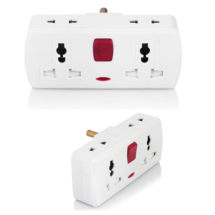 Hi-Plasst Universal Travel Adapter with 4 Sockets 3Pin/2Pin | India Plug Converter, Power Switch & Indicator, 5A 250V Rating, Home & Office Use, Multiplug Design-image-14