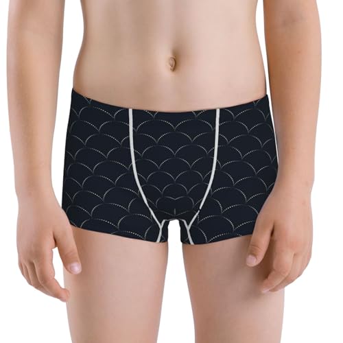 Boys' Cotton Boxer Brief Soft Underwear-Black Fish Scales