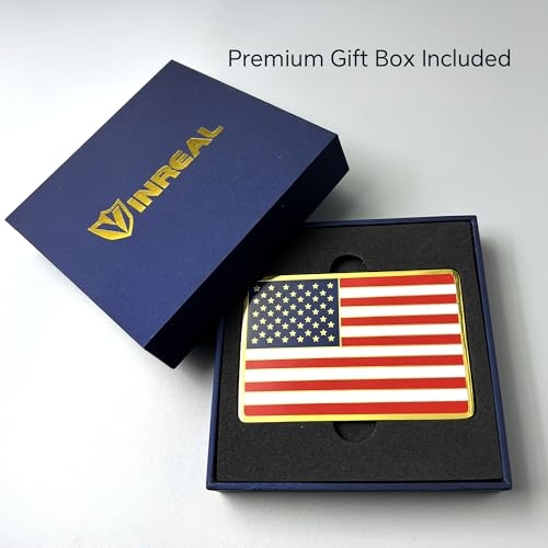 Imán decorativo metal bandera EE. UU. con esmalte y caja miniatura 5