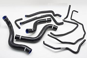 Autobahn88 Radiator Coolant & Heater Silicone Hose Kit, compatible with 2003-2012 Mazda RX8 SE3P 13B MSP Black -with Clamp Set