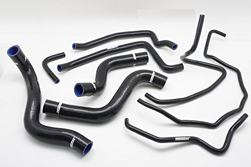 Autobahn88 Radiator Coolant & Heater Silicone Hose Kit Compatible With 2003-2012 Mazda Rx8 Se3P 13B Msp (Black -With Clamp Set) #TOP5