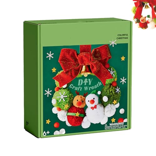 Générique Kit d'artisanat de couronne de Noël - Ornement d'hiver bricolage Ensemble pour les 6 ans et plus, une activité vacances amusante avec des décorations colorées, une couronne d'art festive