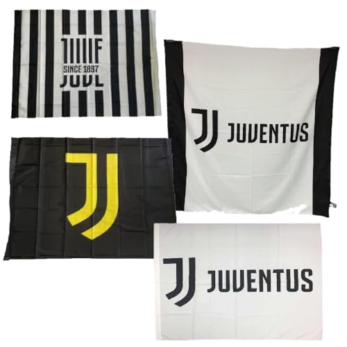 Bandiera Juventus JJ Bianca Stampa Nera Juve 100 x 140 | Scegli Modello e Misura PS 12029