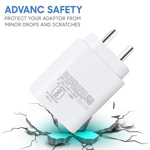 Image of MAK 25W Charger for Samsung Galaxy F34 5G Type C Charger Adapter Compatible with Galaxy F34 Charger, 25 Watt USB Type C to C Pd Charging Adapter C Type, White