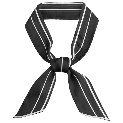 Women Striped Skinny Long Scarves, Contrast Color Satin Silky Neck Scarf Neckerchief Ribbon Hair Band