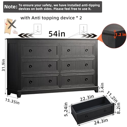 Joaxswe Farmhouse 6 Drawers Dresser for Bedroom review
