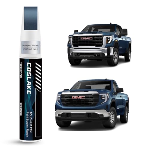 COSLAKE Car Touch Up Paint(Downpour Metallic(GXP/WA136H)) for GMC, Car Paint Scratch Repair Kit, Quick & Easy Solution to Repair, 2 in 1 Scratch Remover Pen with Color-Matched