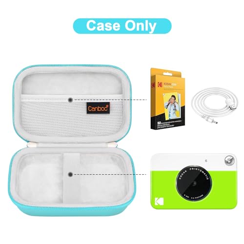 Canboc Carrying Case for Kodak Printomatic/Kodak Printomatic+/ Kodak Printomatic Plus Instant Print Digital Camera, Mesh Bag fit Photo Paper, Cable, Mint Green