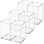 Gejoy 3 Pcs Acrylic Pencil Pen Holder for Desk, Clear 2 Compartment