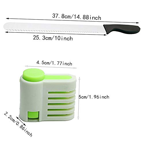 10-Inch Serrated Bread Knife - High Carbon Stainless Steel Cake Cutter With Two Green Splitters - Image 3