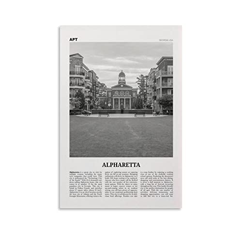 Alpharetta Print Black And White, Alpharetta Wall Art, Alpharetta Poster, Alpharetta Photo, Alpharet Canvas Poster Wall Art Decor Print Picture Paintings for Living Room Bedroom Decoration 24x36inch(6