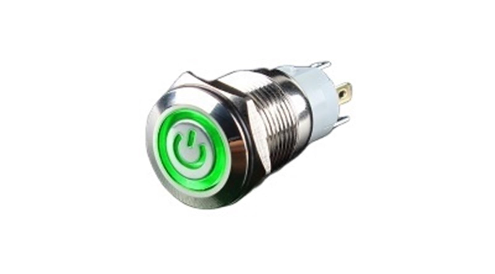 1 szt. 16 mm wodoodporny metalowy przełącznik przyciskowy LED samoblokujący chwilowy przełącznik przełącznik do komputera PC Power (zielony, chwilowy, 6V)