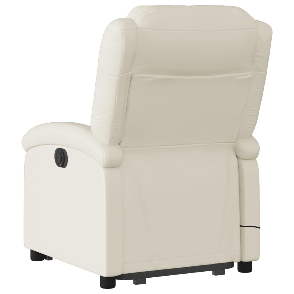 Sillón de masaje con ayuda para levantarse de piel sintética, 71 x 86,5 x 99,5 cm, 6 puntos de vibración, motor eléctrico, acolchado cómodo, bolsillo lateral para sala de estar y rincón de