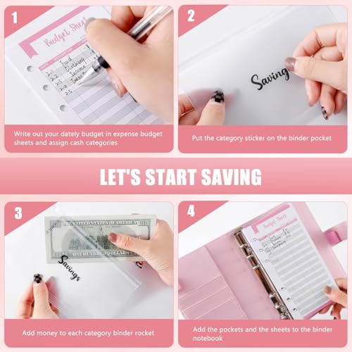 Geldsparbinder Budget Planner, Zahlenschloss Sparbuch für Geld 100 Umschläge A6 Geldspar-Ordner Spar Challenge, 100 Envelope Saving Challenge Sparen Organizer Geld mit 12 Karten Leicht zu Sparen